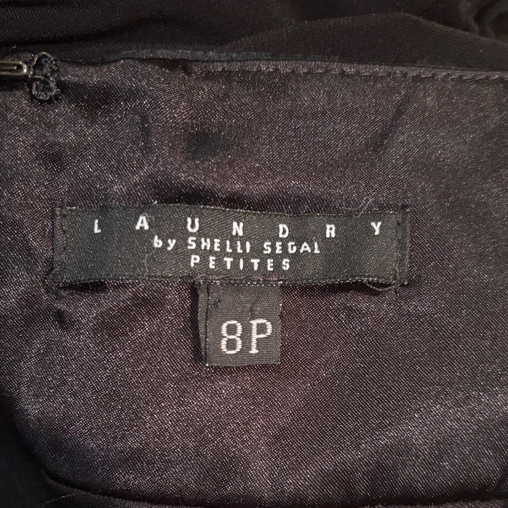 Laundry by Shelli Segal Black Silk Ruched Bodice Halterneck Dress size 8P - Picture 8 of 9